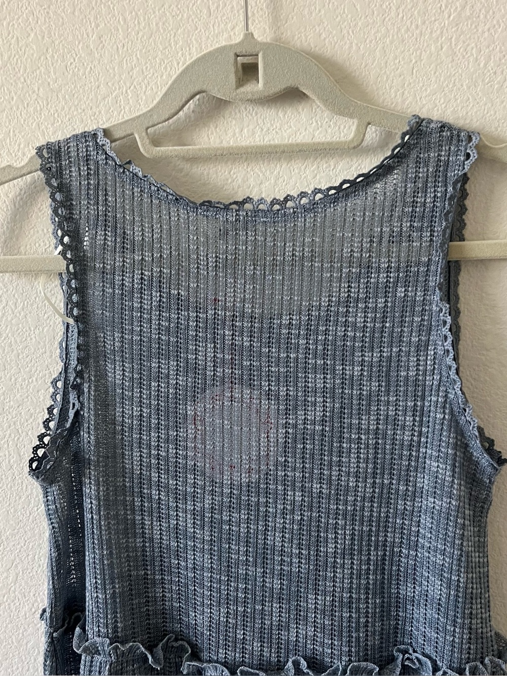 NWT Umgee Ruffle Tiered Babydoll Knit Tunic Tank Top Blue Grey Medium - Picture 12 of 15
